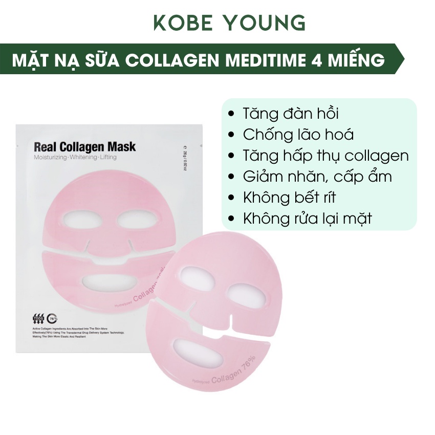 Mặt Nạ Thạch Meditime Collagen Cô Đặc Dùng Làm Sữa Dưỡng Body 4 Miếng Dưỡng Trắng Cấp Ẩm - KOBE YOUNG