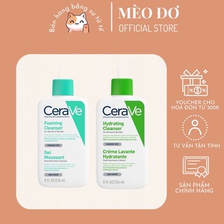 Sữa rửa mặt dịu nhẹ Cerave Facial Cleanser Hydrating xanh lá da khô & Foaming xanh dương da dầu 236ml và 473ml
