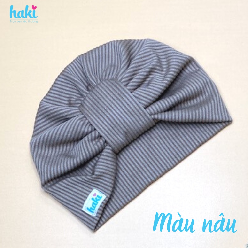 Mũ turban cho bé trai và gái màu trơn vân kẻ dễ thương HAKI MU01