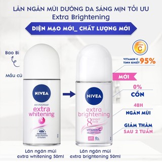 Lăn ngăn mùi NIVEA Extra Whitening trắng mịn mờ vết thâm (50ml)