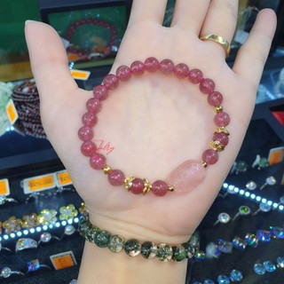 [VIP]Vòng tay đá dâu hồng đẹp