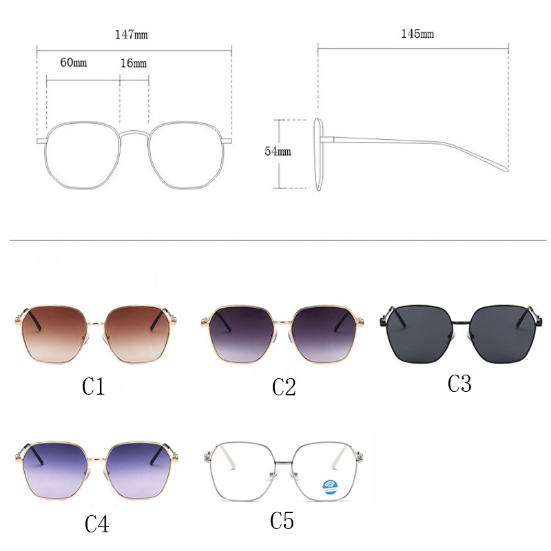 Kính Mát Gọng Vuông Kim Loại Chống Tia UV Phong Cách Retro Dành Cho Nam Nữ