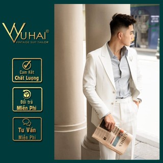 Bộ vest nam màu trắng 2 cúc HàN Quốc lịch lãm-Hai TaiLor