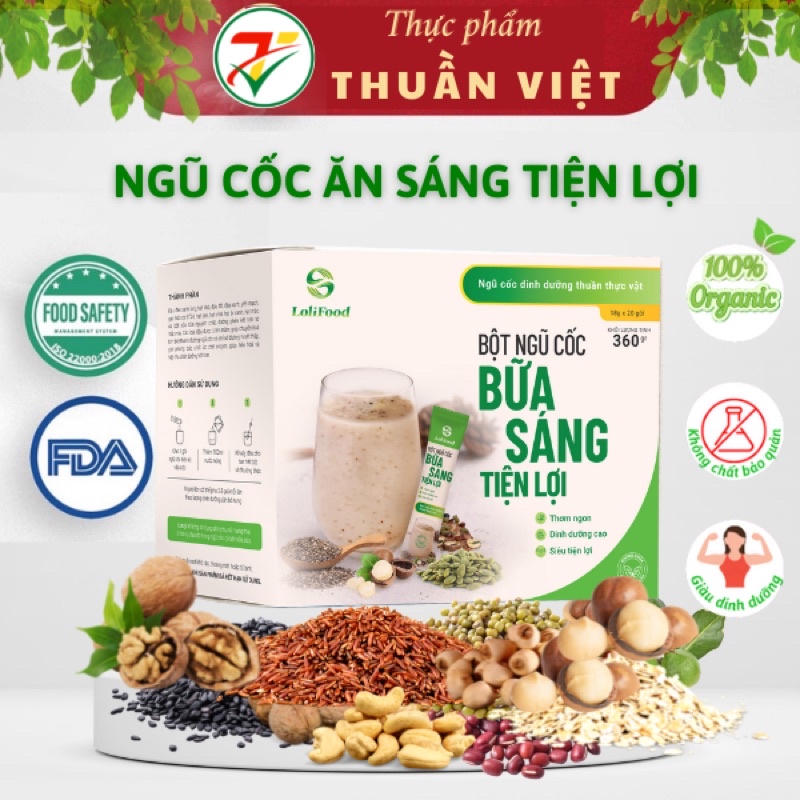Ngũ Cốc Ăn Sáng Dinh Dưỡng Tiện Lợi lolifood(20 Gói x 18Gr)