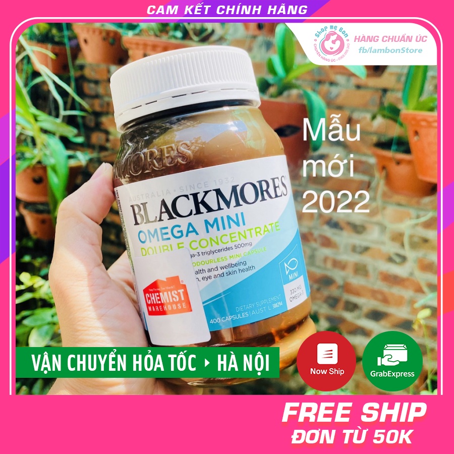 Dầu Cá FISH OIL Mini Caps BLACKMORES Omega Mini Double Concentrate 400 viên - Úc
