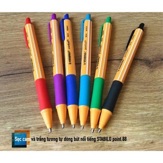 Combo Bút bi bấm STABILO pointball POINT ( Xanh, Đen, Đỏ, Xanh lá, Tím, Xanh nhạt)