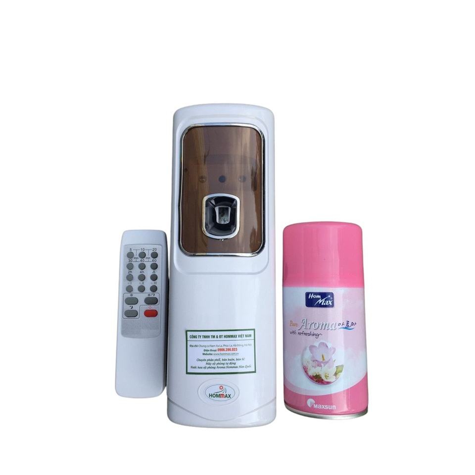 (Hommax) Combo Máy xịt phòng tự động cảm biến ánh sáng, có điều khiển và Nước hoa xịt phòng Hommax Hàn Quốc