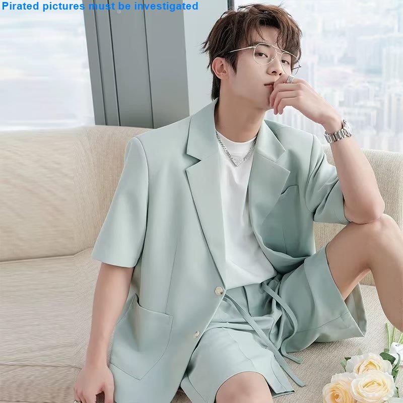 Áo Vest Tay Ngắn Cổ Đứng Dáng Rộng Mỏng Màu Trơn Thời Trang Mùa Hè Phong Cách Phương Tây Cho Nam