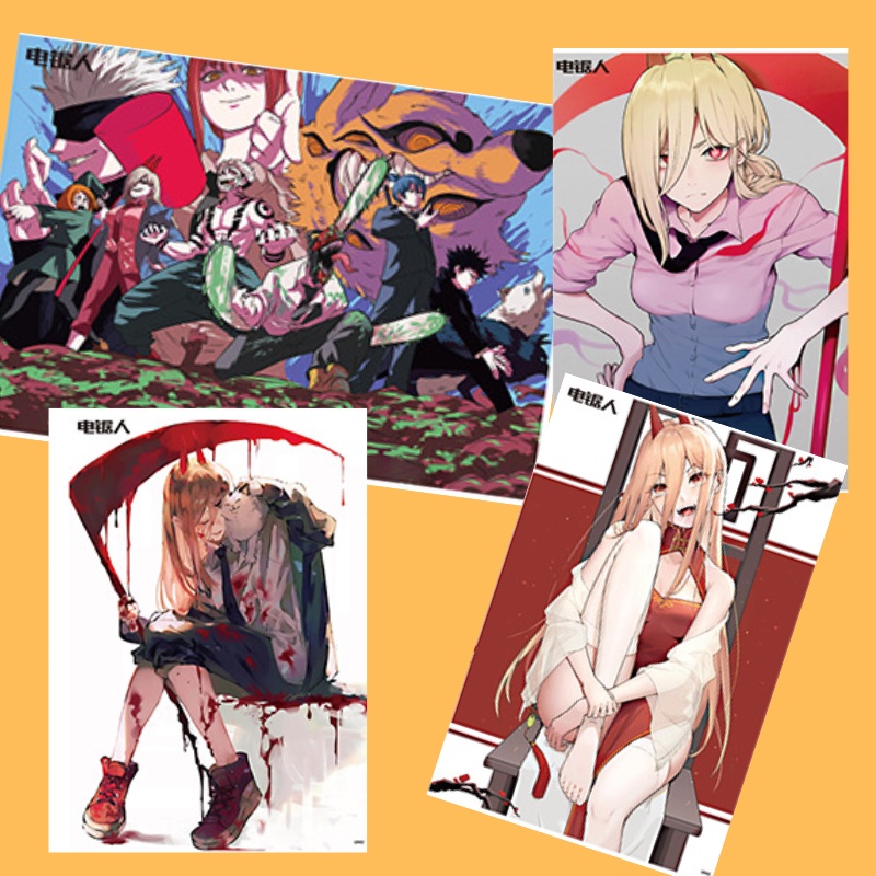 Chainsaw Man Set 8 tấm tranh khổ lớn poster anime Makima Pochita Denji Aki Hayakawa Power Reze siêu chất