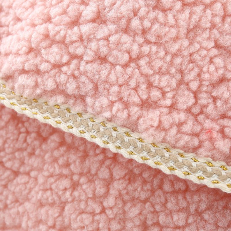 Áo khoác Mùa Đông Lông Xoắn Viền Ren Hai Túi Đắp Cho Bé Gái