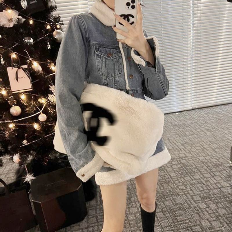 VIDEO-ẢNH THẬT Set Áo Khoác và Chân Váy Jeans Chần Bông