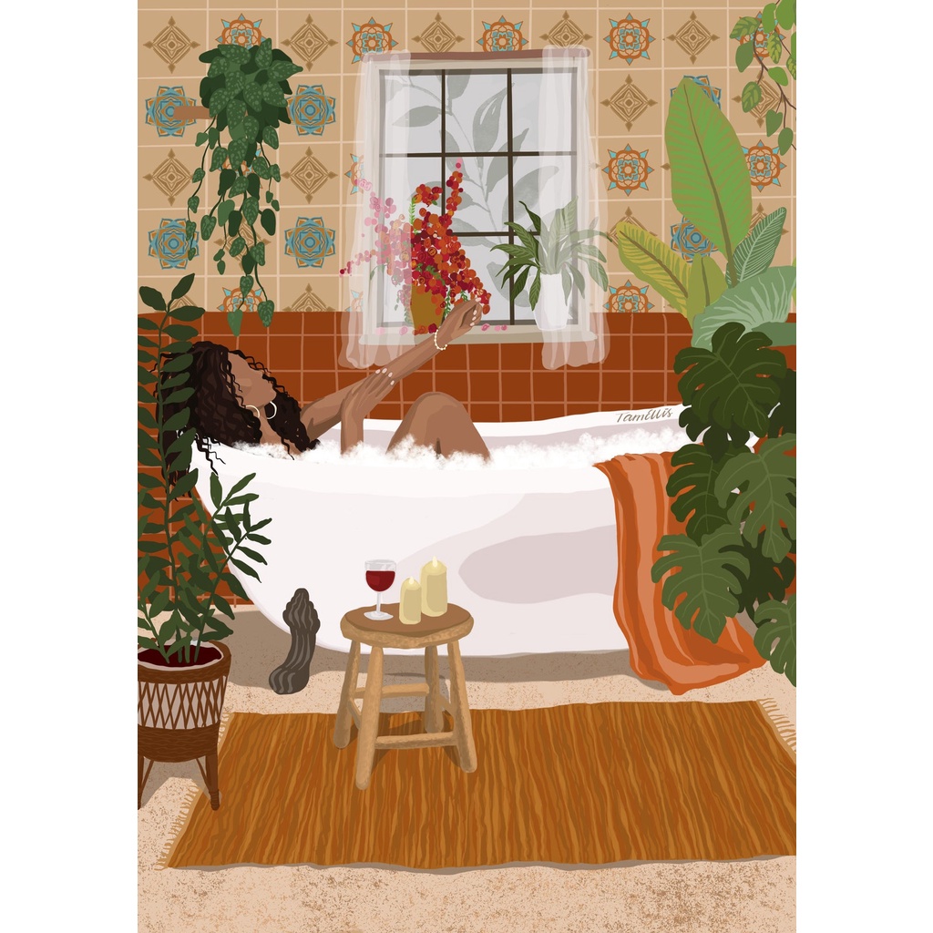 Set  6 tranh 10x15cm bóc dán chủ đề LIFE GIRL