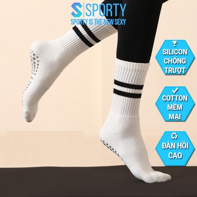 Tất chân cao cổ nữ SPORTY freesize tập yoga pilates, len co giãn đính hạt silicon chống trơn trượt
