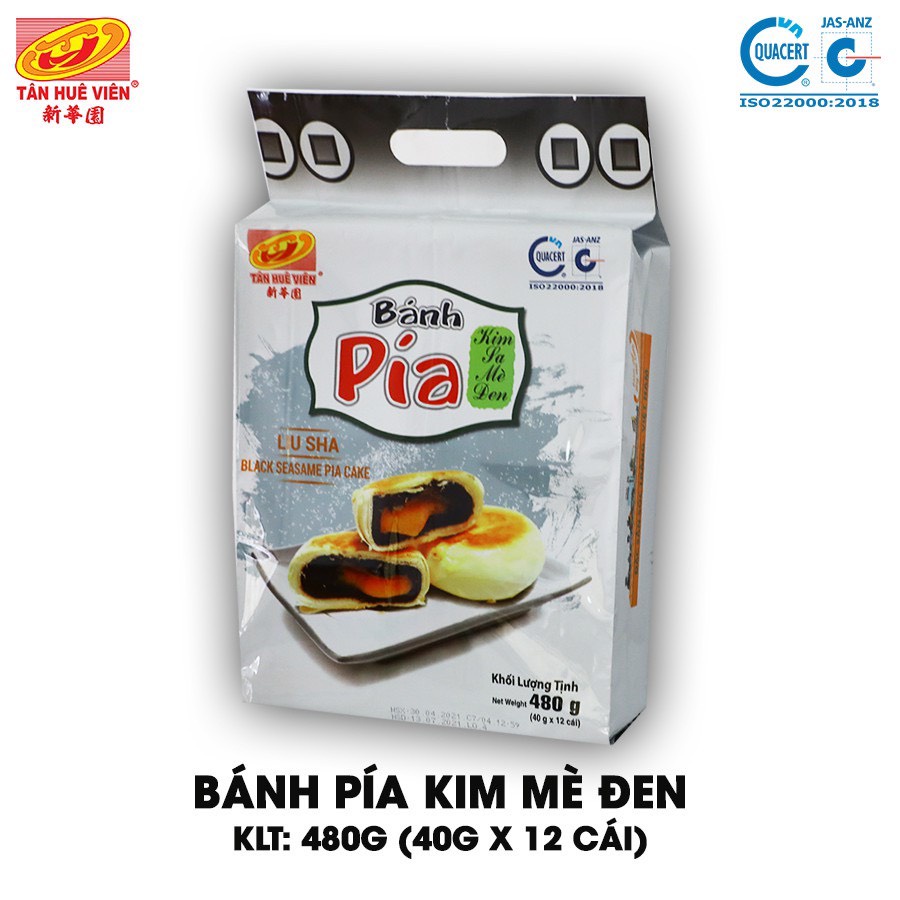 Bánh Pía Kim Sa Mè Đen Tân Huê Viên Túi 12 Bánh