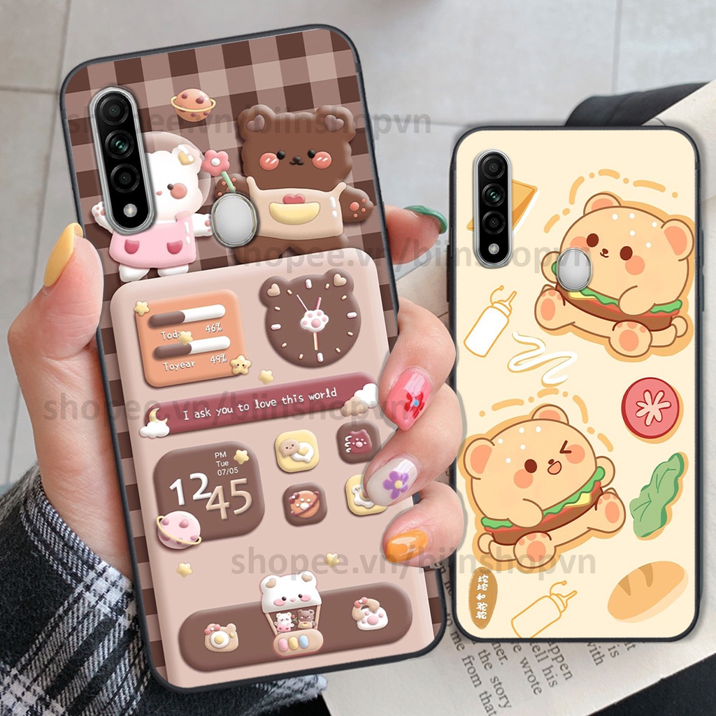 Ốp Oppo A31 in hình gấu chocolate kẹo ngọt siêu đẹp siêu xinh