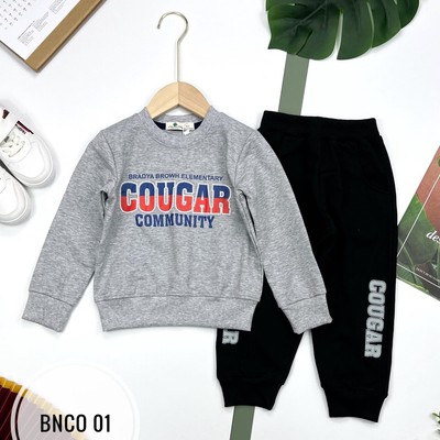 Đồ bộ nỉ da cá dầy dặn bé trai LITIBABY, size nhí từ 2 đến 8 tuổi, in hình chữ COU