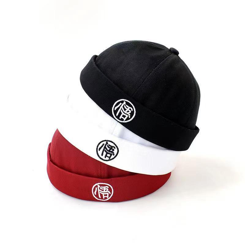 Mũ tròn The Capal nam nữ không vành thêu chữ Trung Hoa phong cách hoài cổ