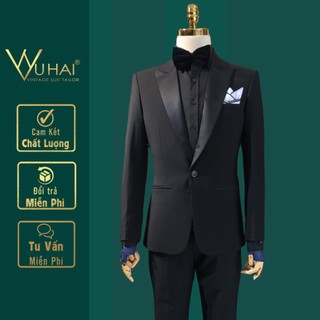 vest nam đẹp Hàn Quốc dáng áo 1 cúc cổ phối phi bóng-VuHai
