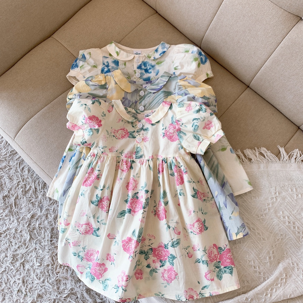 Váy trẻ em, váy cho bé gái họa tiết hoa vintage 8- 26kg
