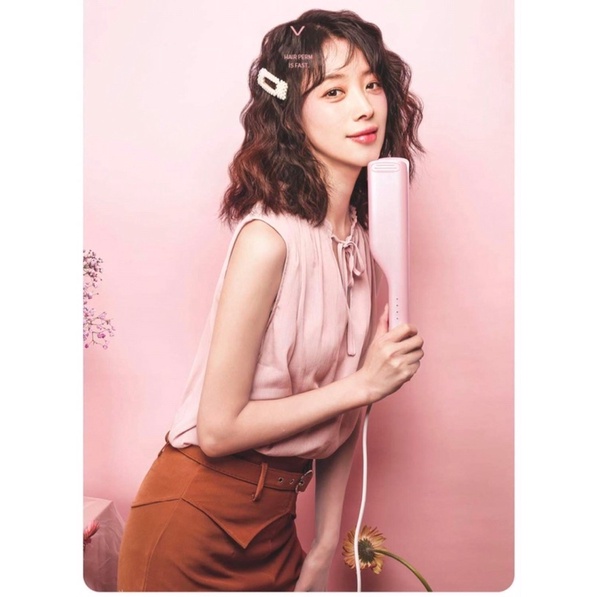 Máy dập tóc xoăn sóng nước D-25 2 trục size 25mm chất liệu gốm sứ bảo vệ tóc tặng kèm 1 lược 2 kẹp