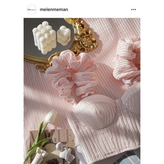 Áo corset hồng phớt Melenmeman