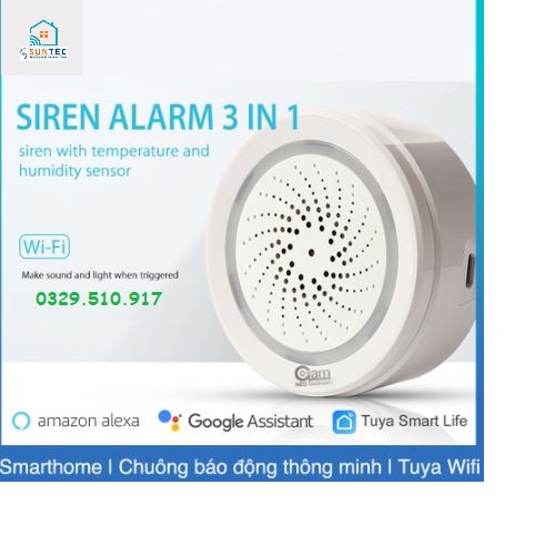 Loa Báo Động Wifi/Zigbee Tích Hợp Cảm Biến Nhiệt Độ, Độ Ẩm Tuya 3 in 1