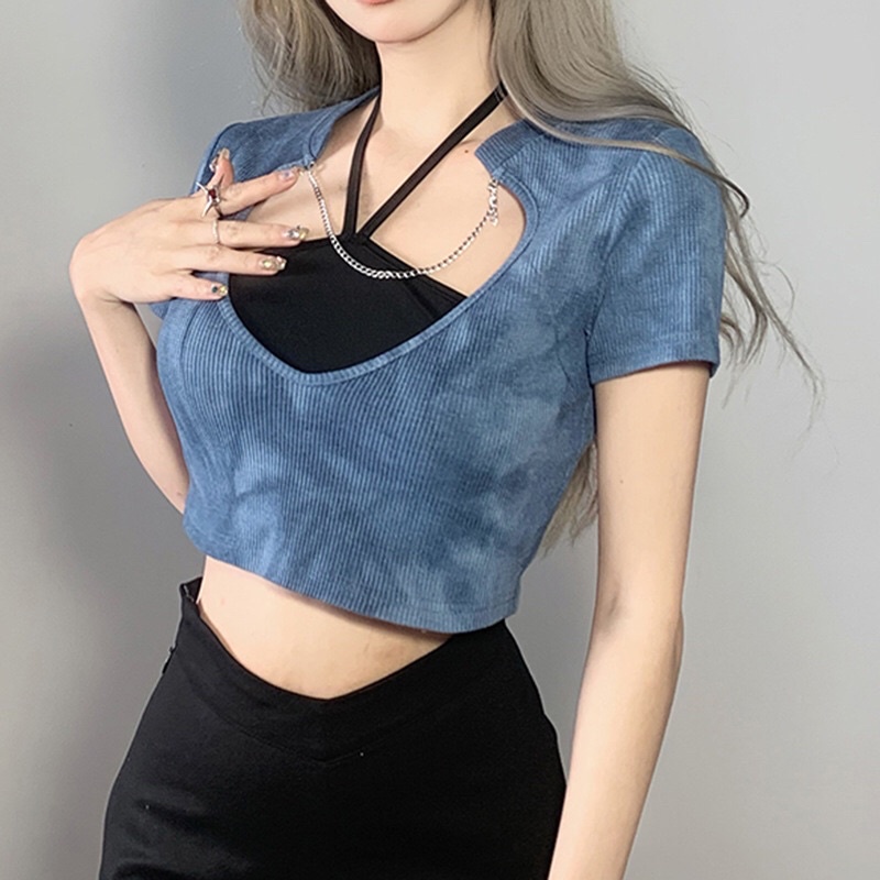 áo cổ yếm, áo yếm tay ngắn, áo kiểu, áo yếm croptop