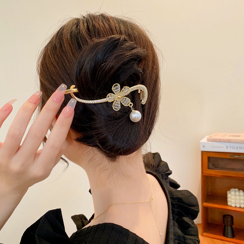 Kẹp Tóc Hình Hoa Đính Đá Opal Phong Cách Hàn Quốc Cho Nữ