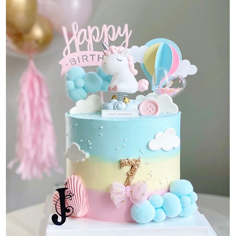 Que Cắm Trang Trí Bánh Kem Hình Kỳ Lân Xinh Xắn