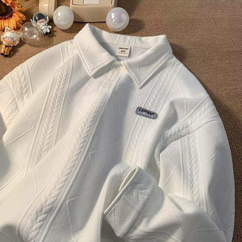 Áo Sweater Polo Tay Dài Dáng Rộng Màu Sắc Đơn Giản Thời Trang Mùa Thu Phong Cách Hàn Quốc 2022 Cho Nam
