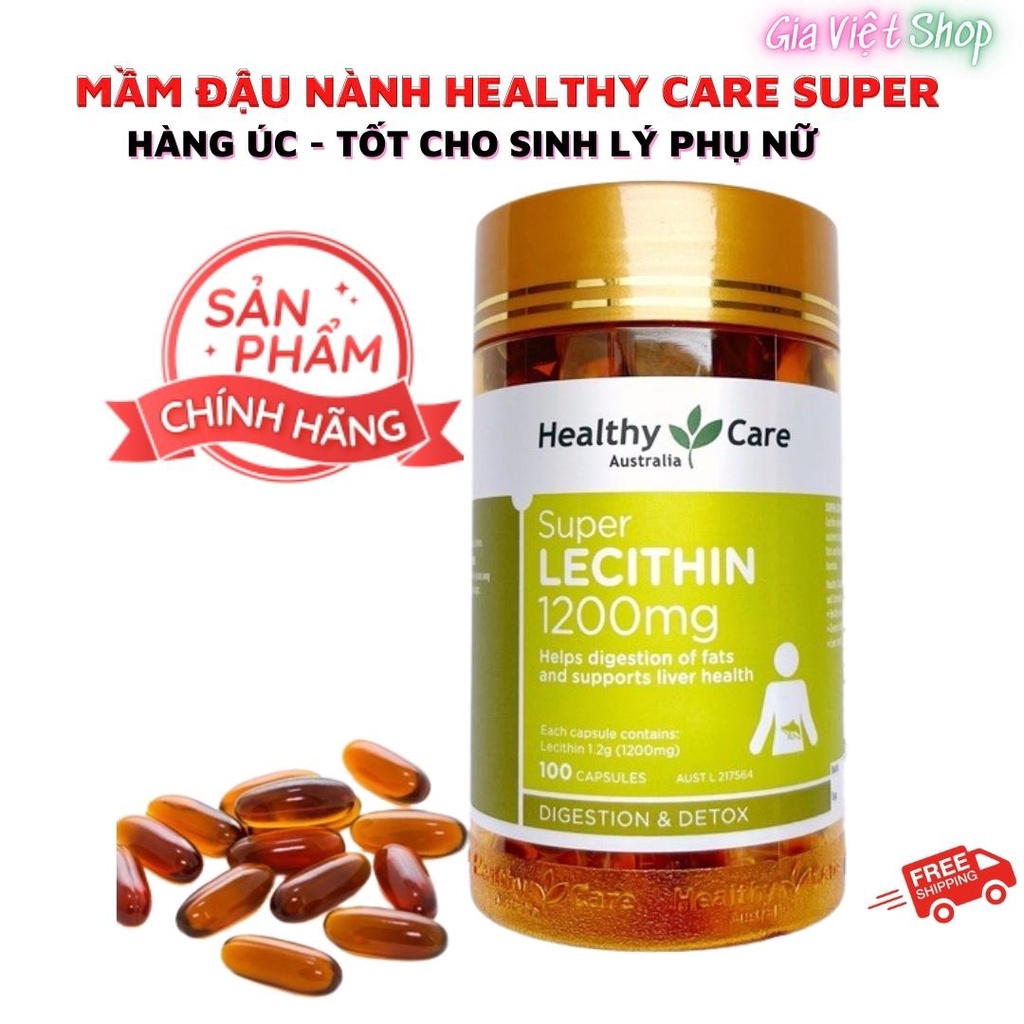 Mầm đậu nành healthy care super lecithin 1200mg tốt cho sinh lý nữ, mầm healthy care