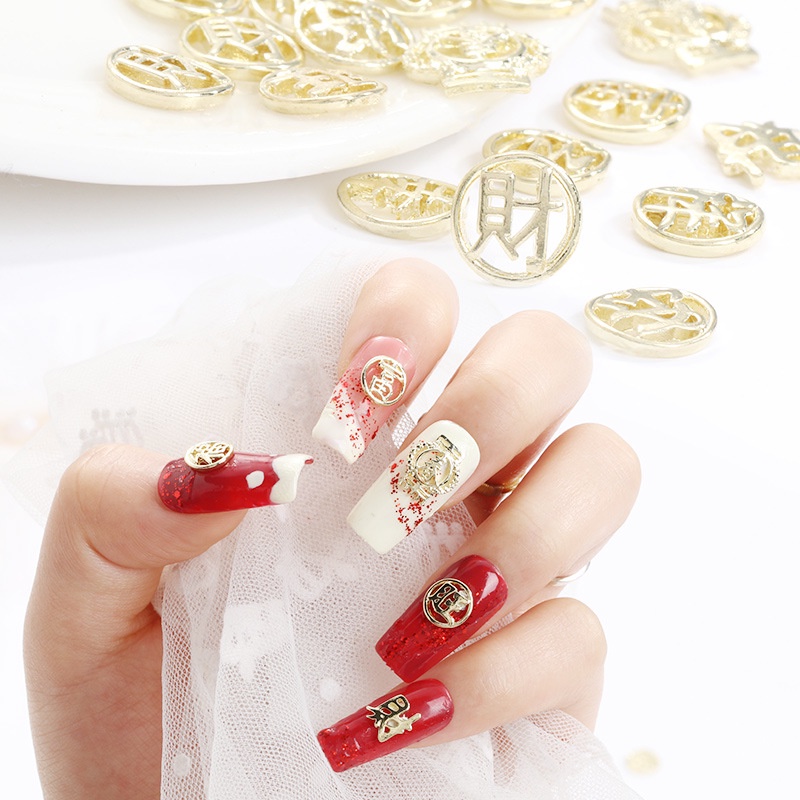 Phụ Kiện Trang Trí Móng Tay May Mắn Bằng Hợp Kim Mạ Điện Diy