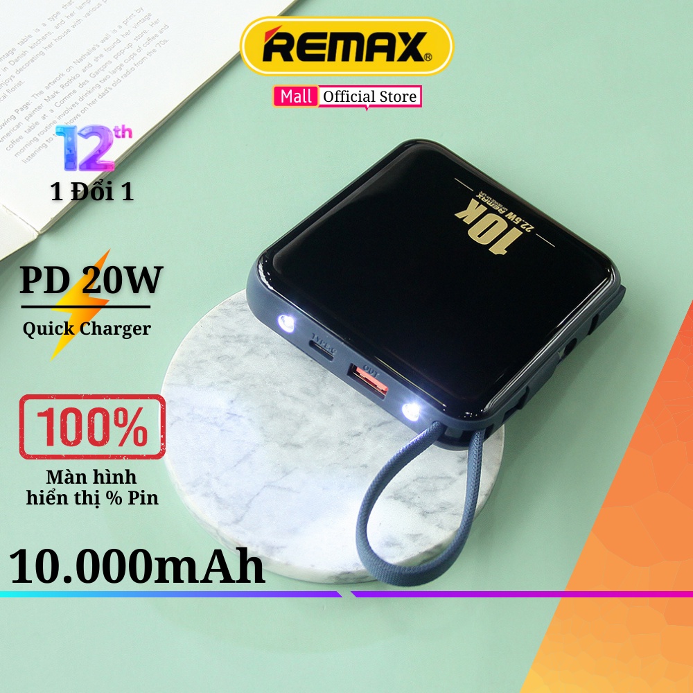 Sạc Dự Phòng Remax RPP-285 10000mAh Sạc Nhanh 20w Và Tích Hợp Dây Sạc Remax Việt Nam BH 1 Đổi 1 Trong 12 Tháng