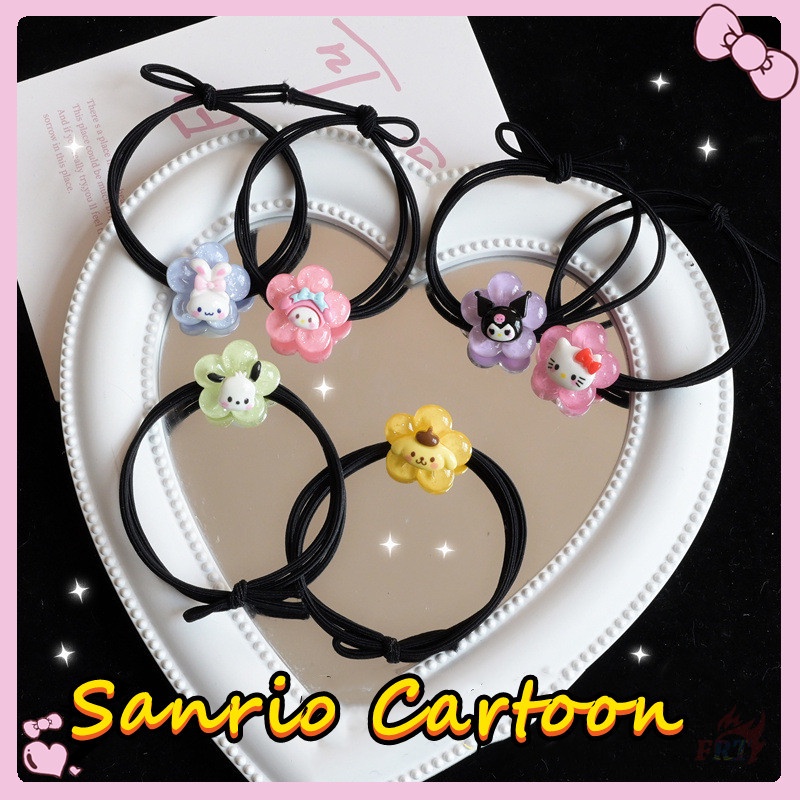 ☀ Dây Cột Tóc Hình Hoa Kuromi / Melody / Cinnamoroll / Pom Pom Purin / Pochacco / Hello Kitty - Nhân Vật Hoạt Hình ☀ 1 Dây Cột Tóc Co Dãn Ngọt Ngào