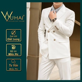 Bộ vest nam màu trắng 6 cúc Hàn Quốc lịch lãm trẻ trung-Hai TaiLor