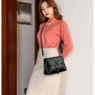 Túi xách nữ da mềm đeo chéo mã md18 màu Nâu/Đen