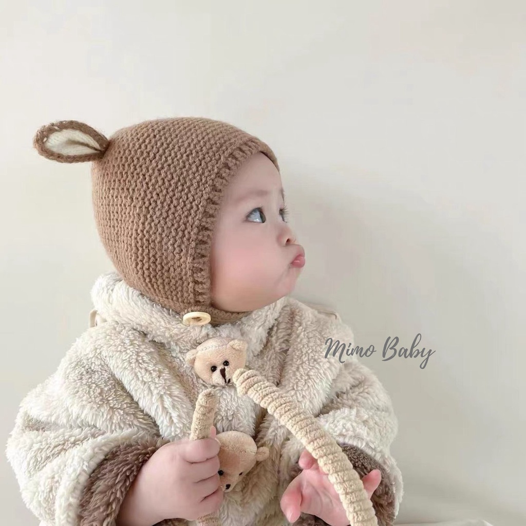 Mũ nón len cài cúc mùa đông hình tai nai dễ thương cho bé ML185 Mimo Baby