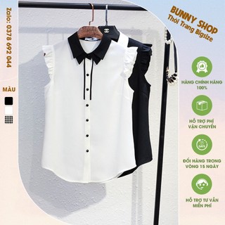 ABEO006 - Áo kẻ cổ sen 2 lớp cho người béo mập, mũm mĩm bigsize che bụng mỡ cho người từ 40kg - 130kg