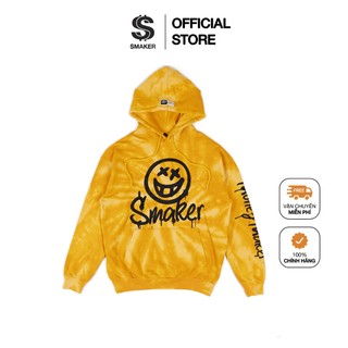 [SMAKER] Áo Hoodie Local Brand, màu vàng Tie dye color Unisex Outerwears -  SMILEY TIE DYE HOODIE IN YELLOW