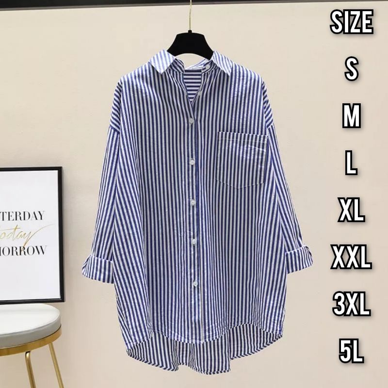 Người Bán Ngôi Sao Gh12...!! Áo Sơ Mi Dài Tay Phối Hai Sọc Thời Trang Dành Cho Nữ - Size S M L