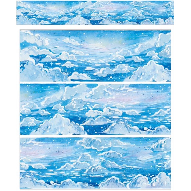 Washi tape 35cm, băng keo dán họa tiết bầu trời, mặt nước nhà OKMT trang trí DIY, làm tranh washi