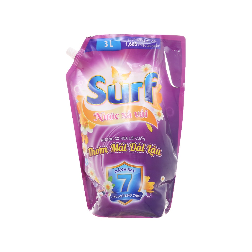 Nước xả vải Surf hương cỏ hoa lôi cuốn túi 3 lít/túi