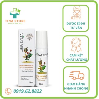 Xịt họng keo ong Vitatree 30ml, Vitatree Super Propolis Spray complex with Honey, Úc