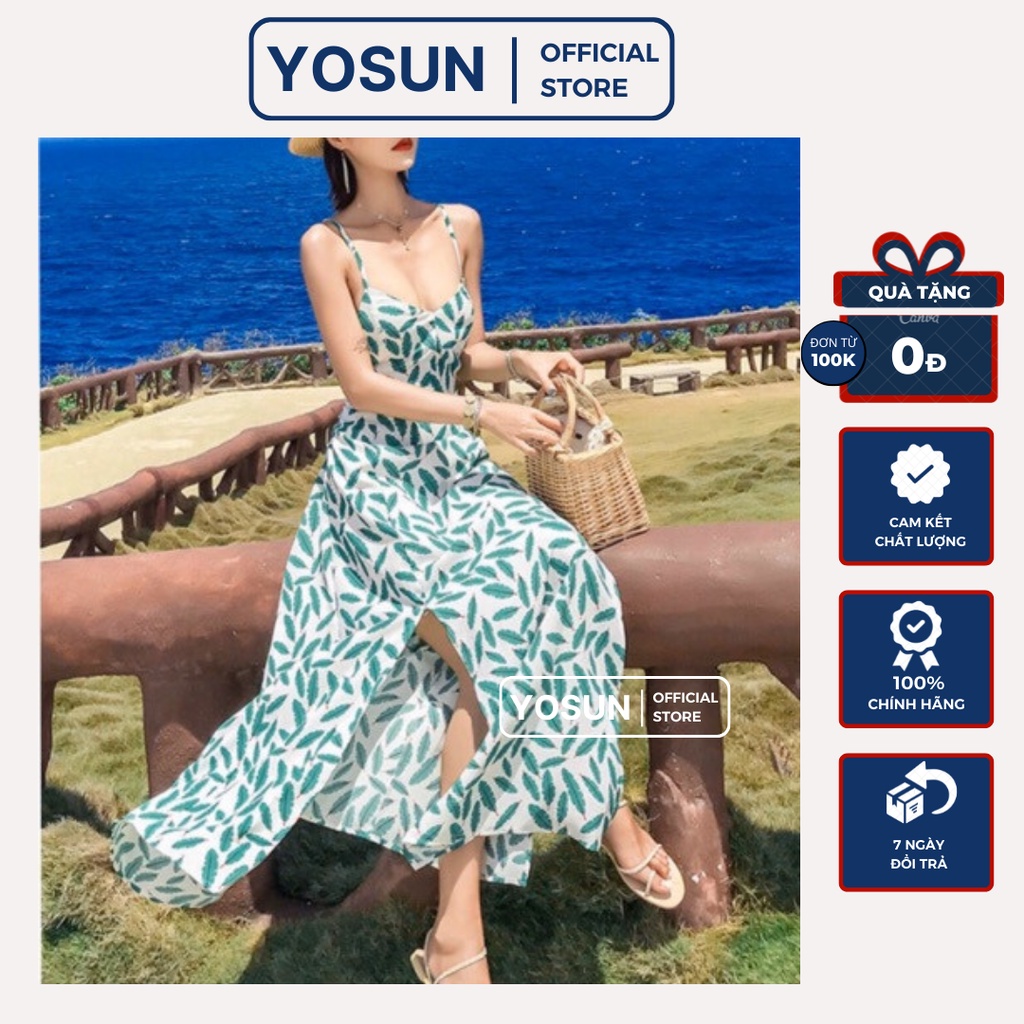 Đầm Maxi Đi Biển Hai Dây Hở Lưng Đan Dây Sau, Đầm Dáng Dài Xẻ Tà Vô Cùng Mát Mẻ