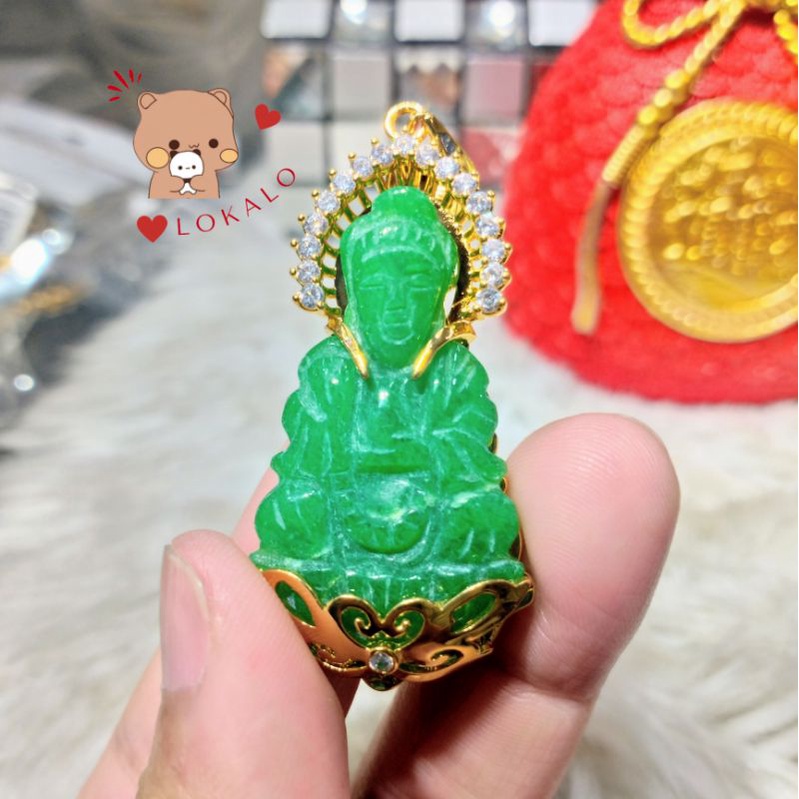Mặt Dây Chuyền Quan Âm Đá Cẩm Xanh Nhỏ Vừa - Lokalo - Đeo May Mắn Bình An - Nhất Là Bảo Hộ Người Hay Chạy Xe 26922