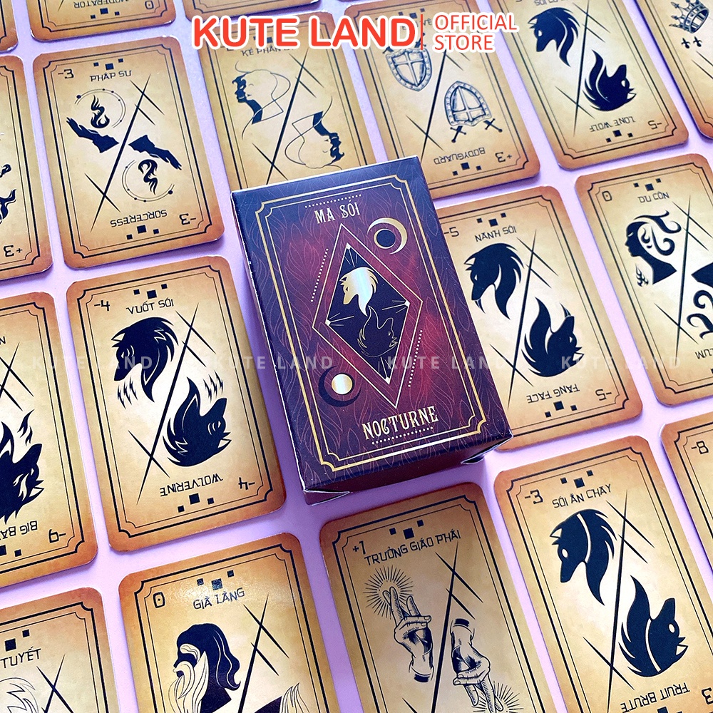 Bộ Bài Ma Sói NocTurne Việt Hóa Board Game WereWolf 74 Lá nhiều chức năng phiên bản Bản Nhạc Đêm Tối Tăm K-MSNOC