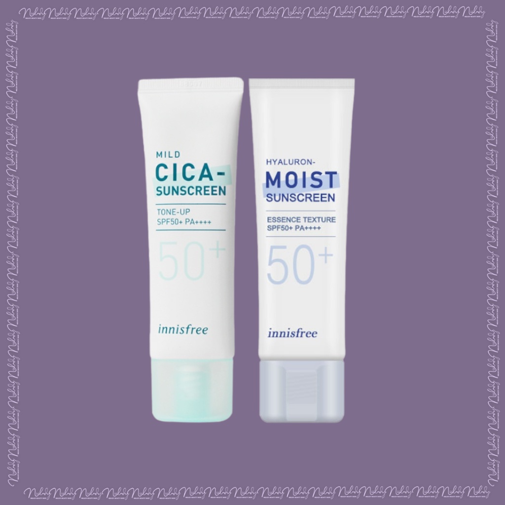 Kem chống nắng Innisfree Hyaluron Moist Sunscreen Essence Texture / Innisfree Mild Cica Sunscreen Tone-Up