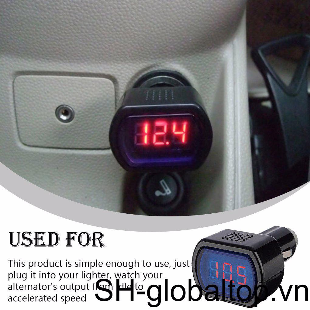Vôn Kế Kỹ Thuật Số LCD Kiêm Bật Lửa Điện Áp Cho Xe Hơi / Xe Tải