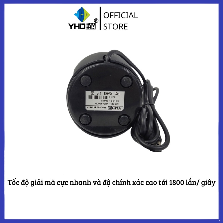 Máy quét mã vạch để bàn YHD 9300D đọc mã vạch 2D trên bao bì sản phẩm hàng hóa dùng trong Siêu thị