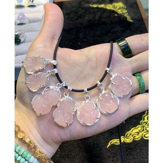 Mặt dây chuyền tỳ hưu đá TA hồng hàng thiên nhiên cao cấp đã lên bạc